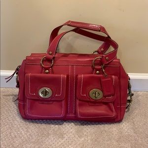 Coach Vintage Hamptons Leather Satchel Hot Pink